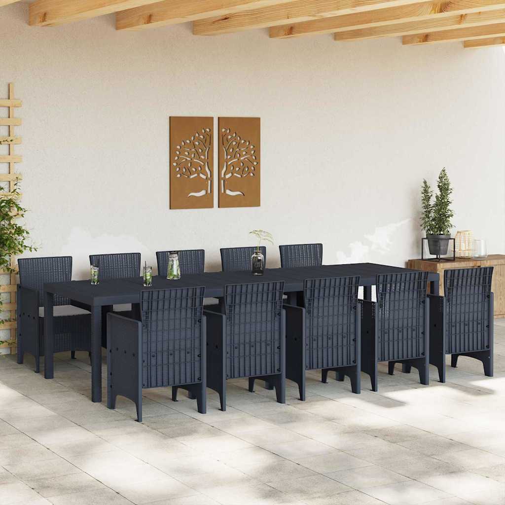 Garten Esszimmer Set mit Kissen 11 pcs Anthrazit und Hellgrau