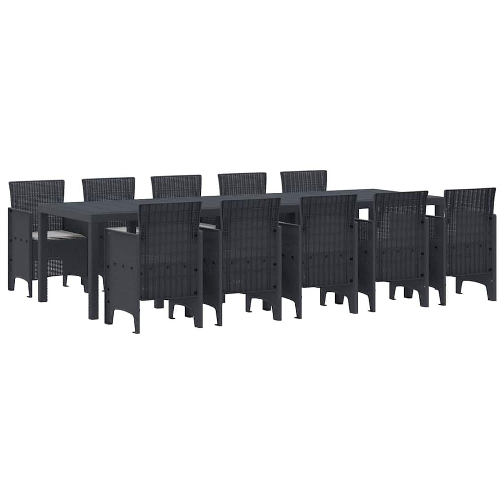 Garten Esszimmer Set mit Kissen 11 pcs Anthrazit und Hellgrau