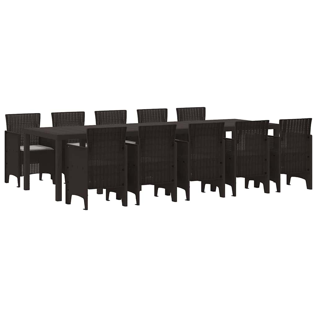 Garten Essgruppe 11 pcs Braun und Hellgrau Poly Rattan