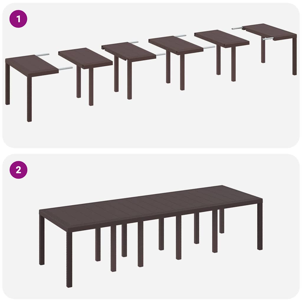 Garten Essgruppe 11 pcs Braun und Hellgrau Poly Rattan