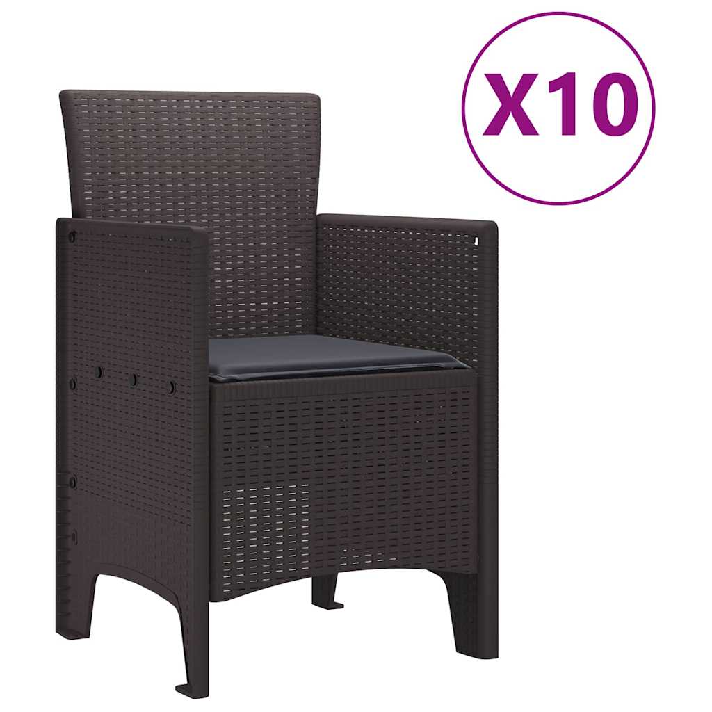 Garten Essgruppe mit Kissen 11 pcs Braun und Anthrazit Rattan