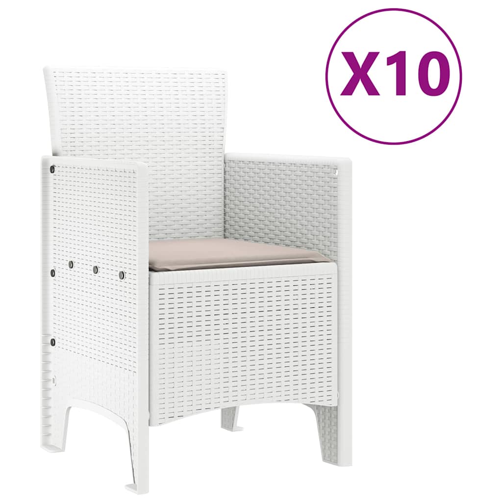 Garten Essgruppe 11 pcs Weiß und Taupe Kunststoff-Rattan