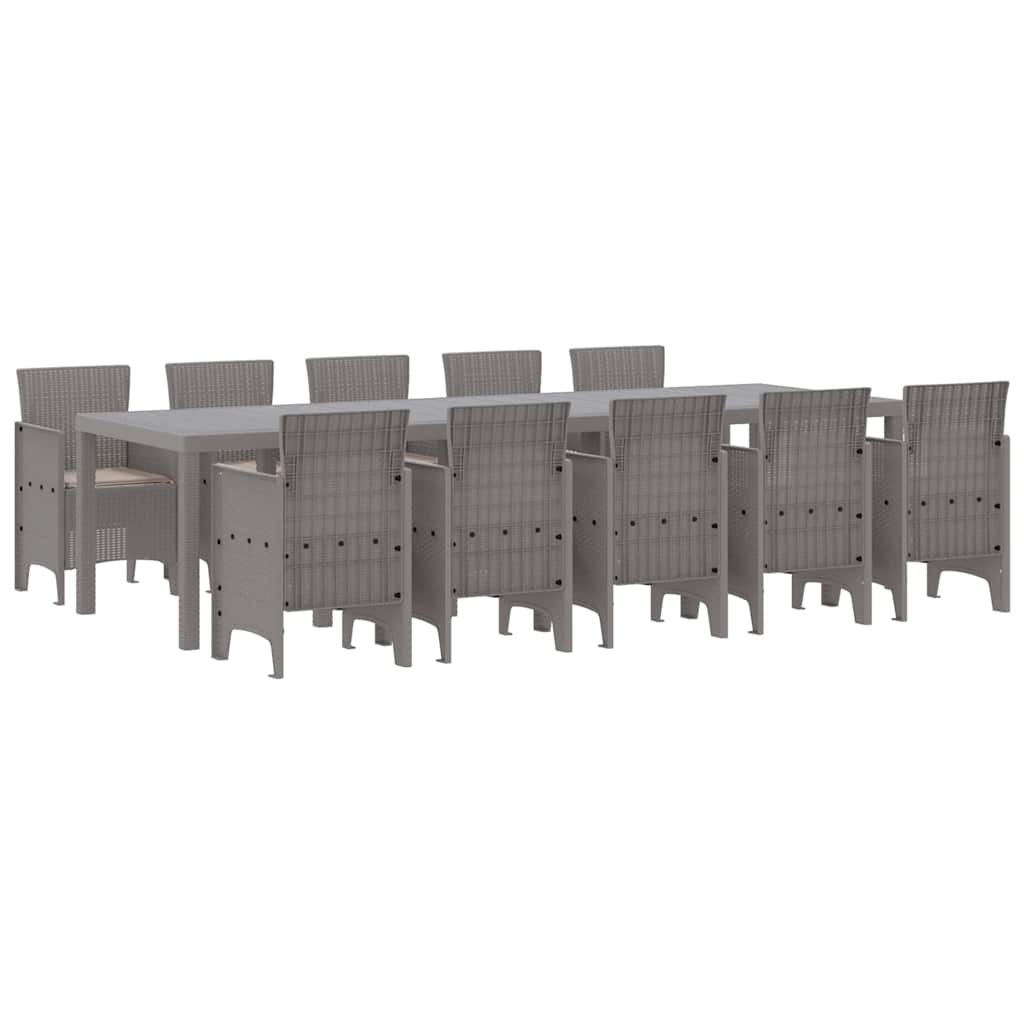 Garten Essgruppe mit Kissen 11 pcs Hellgrau Poly Rattan