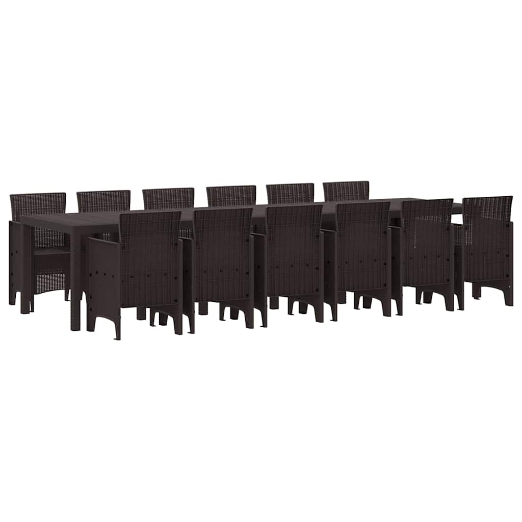 Garten Essgruppe 13 pcs Braun Polt Rattan