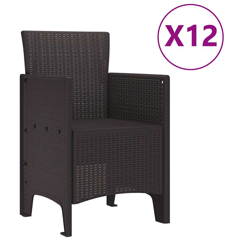 Garten Essgruppe 13 pcs Braun Polt Rattan