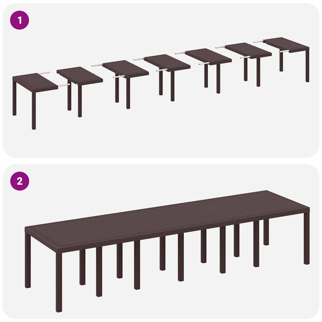 Garten Essgruppe 13 pcs Braun Polt Rattan