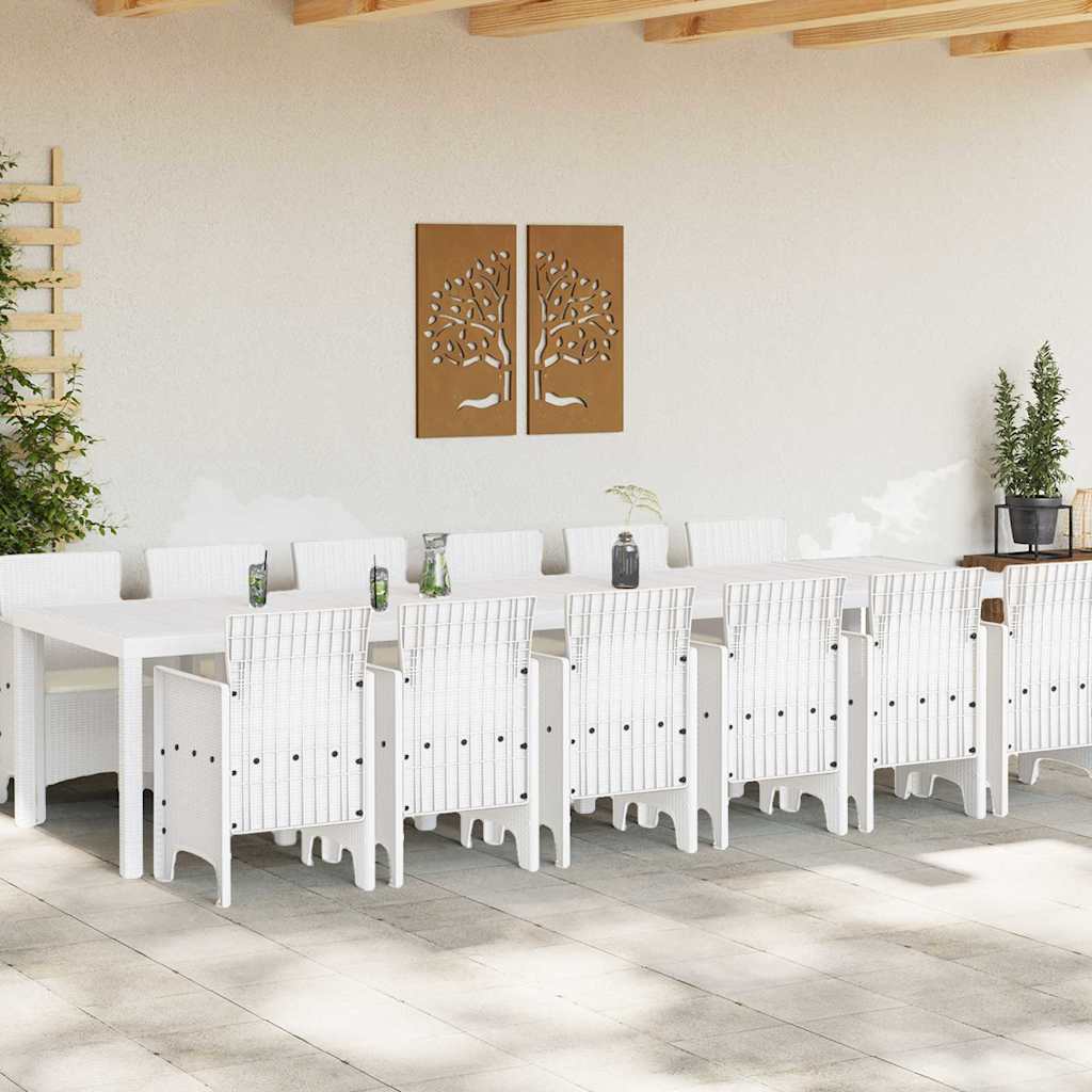 Garten Essgruppe 13 pcs Weiß Polt Rattan
