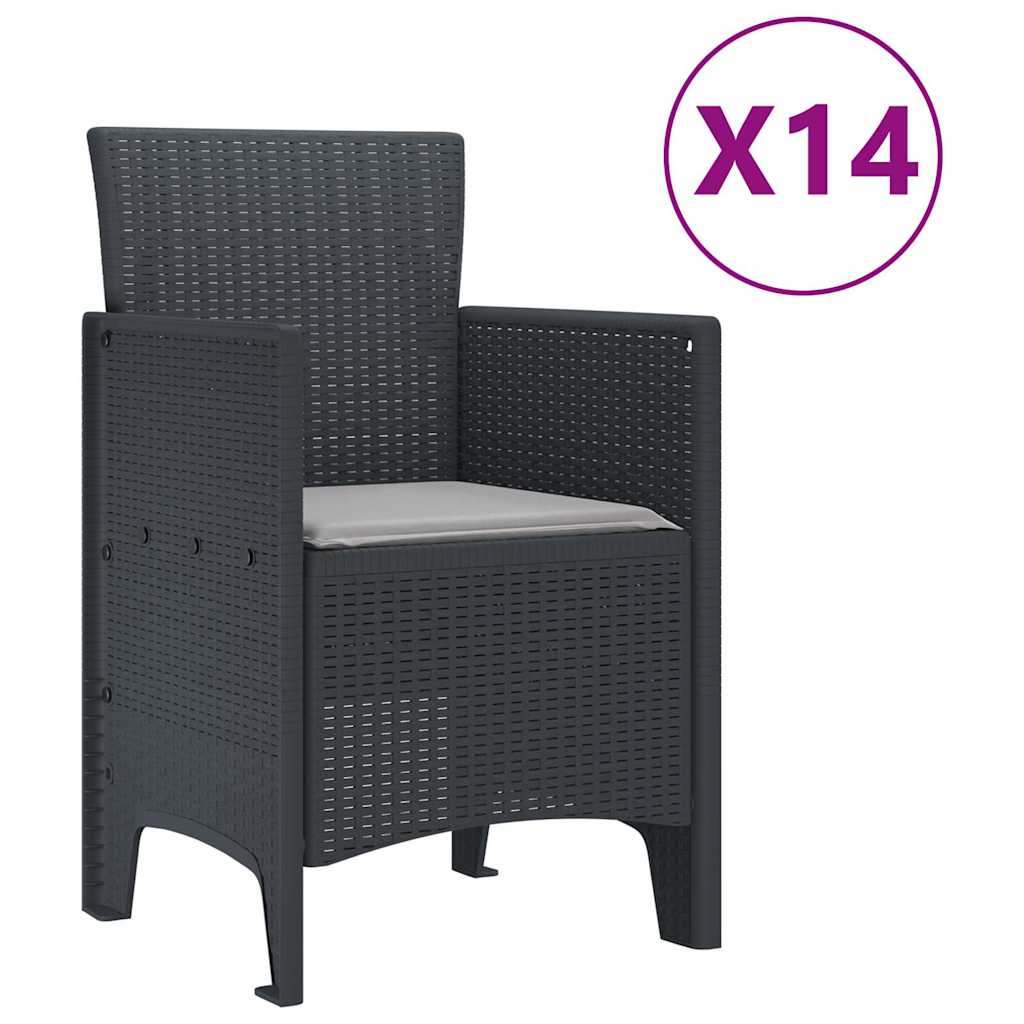 Garten Essgruppe 15 pcs Anthrazit Polt Rattan
