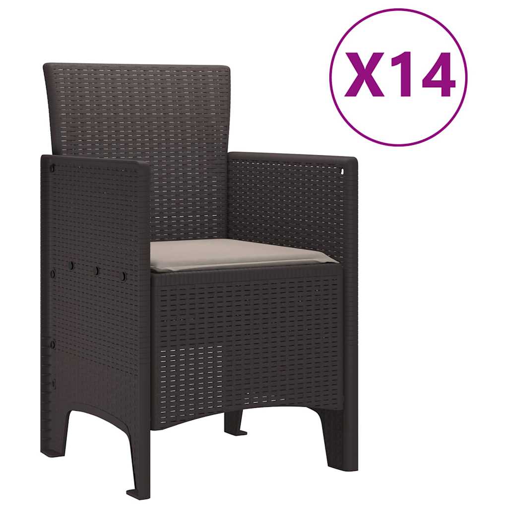 Garten Essgruppe 15 pcs Braun Polt Rattan