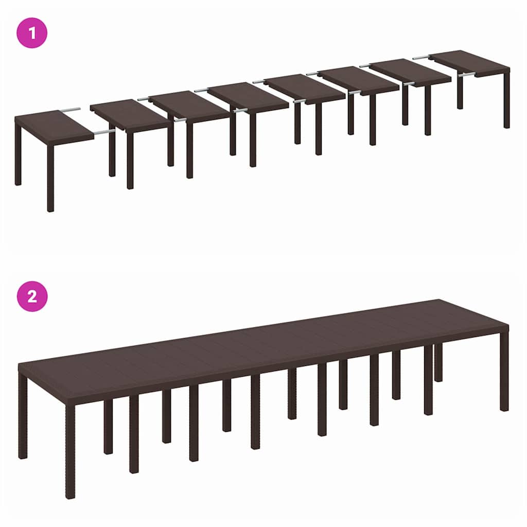 Garten Essgruppe 15 pcs Braun Polt Rattan