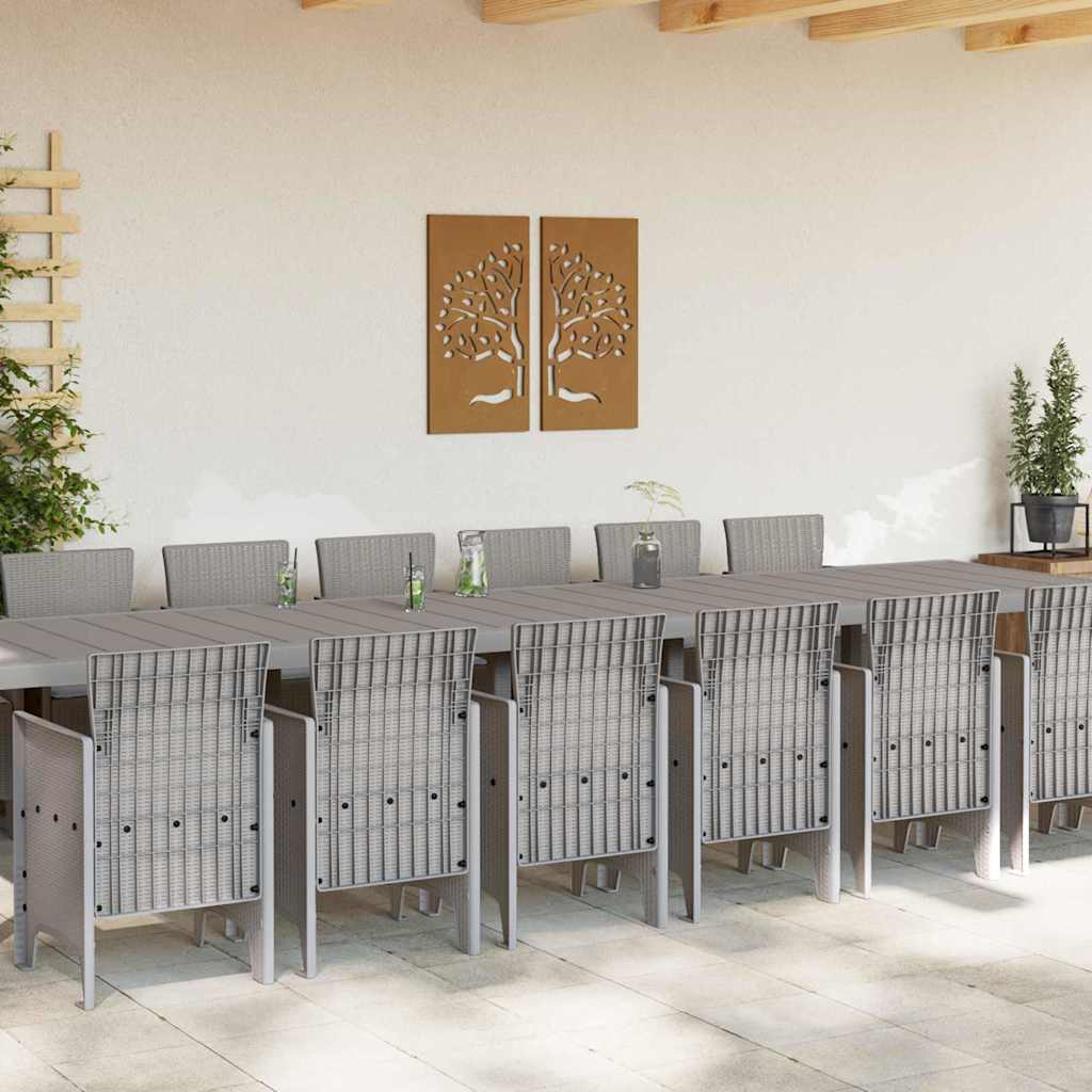 Garten Essgruppe 15 pcs Hellgrau Polt Rattan