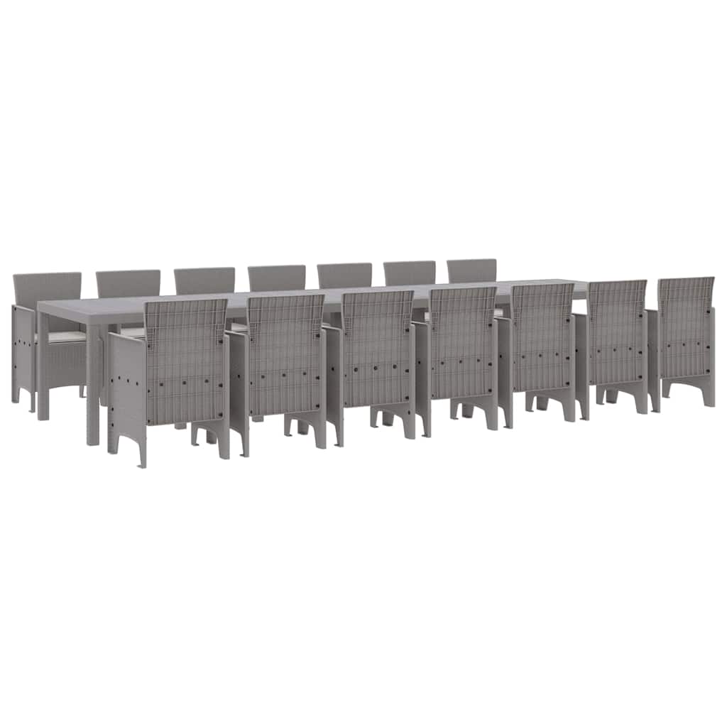 Garten Essgruppe 15 pcs Hellgrau Polt Rattan