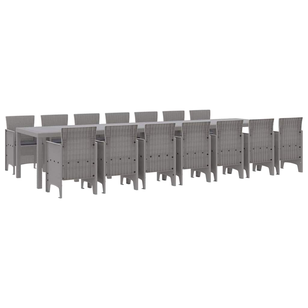 Garten Essgruppe 15 pcs Hellgrau Polt Rattan