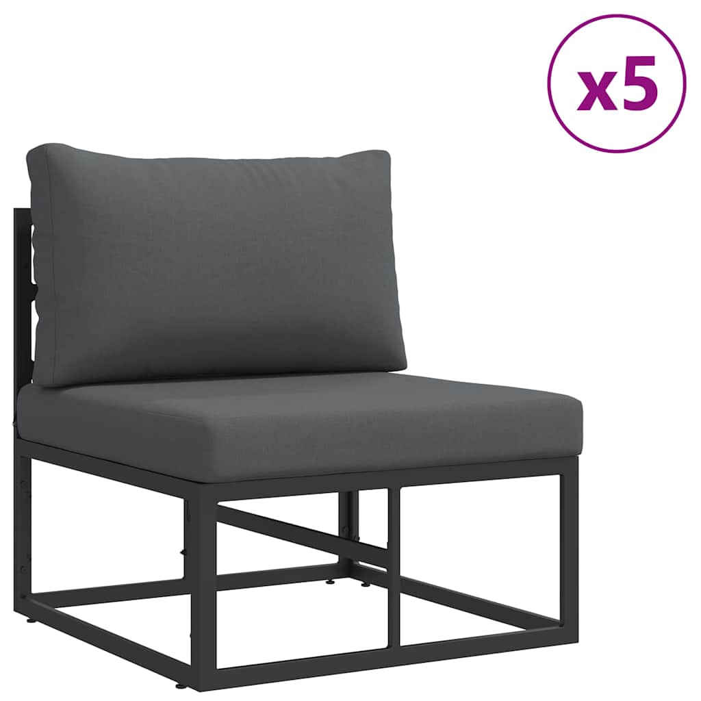 Garten-Sofa-Set mit Kissen 8 pcs Schwarz Aluminium