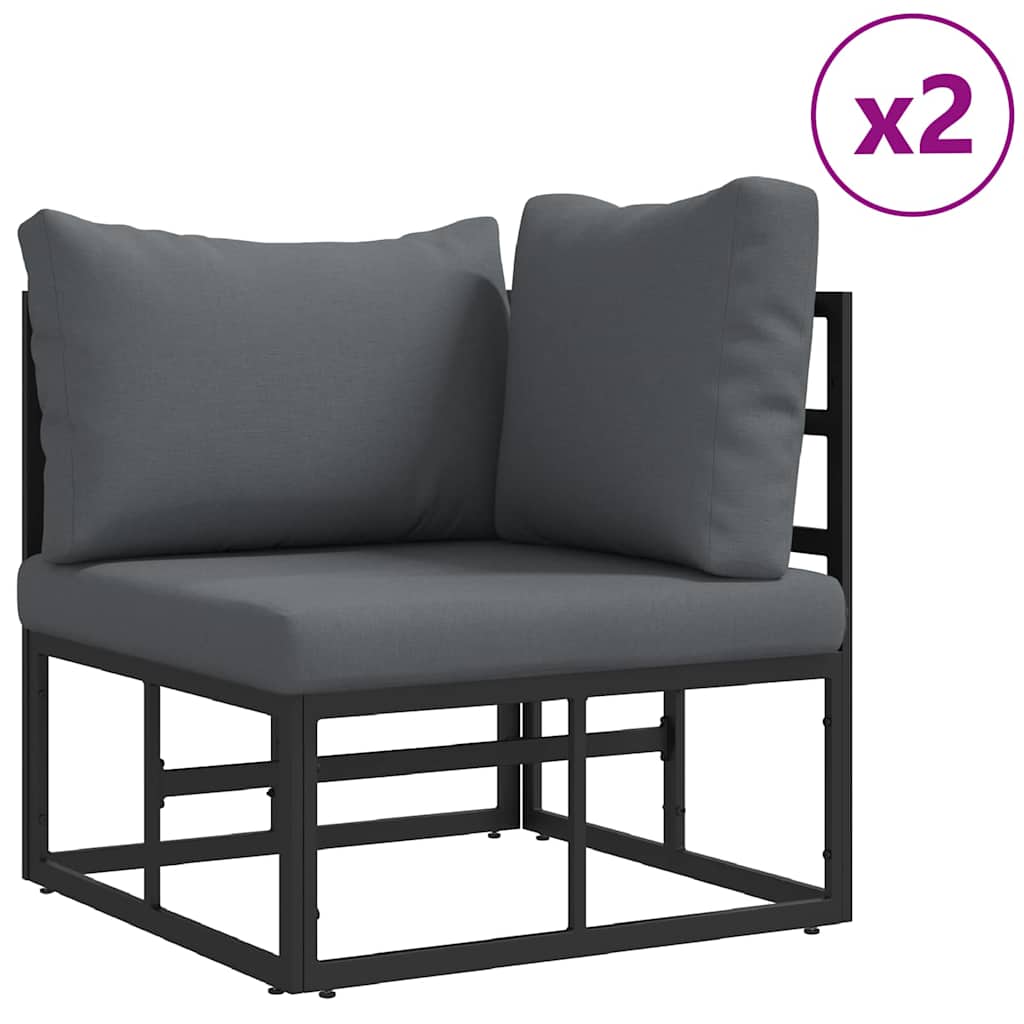 Garten-Sofa-Set mit Kissen 8 pcs Schwarz Aluminium