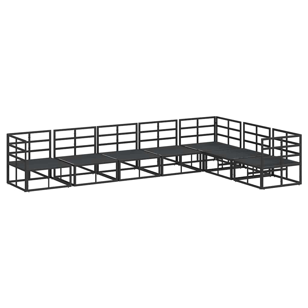 Garten-Sofa-Set mit Kissen 7 pcs Schwarz Aluminium