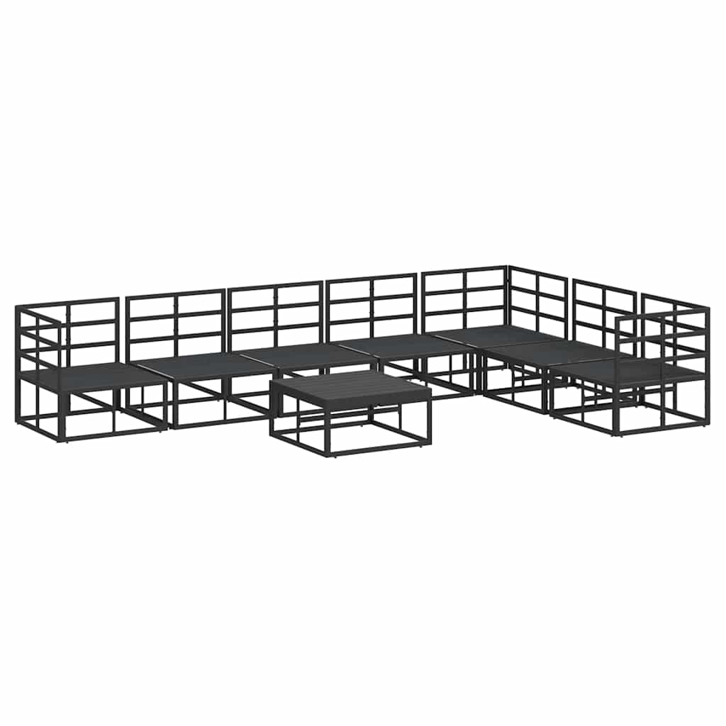 Garten-Sofa-Set mit Kissen 8 pcs Schwarz Aluminium