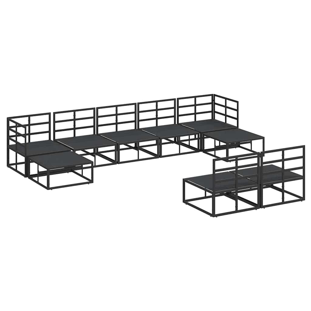 Garten-Sofa-Set mit Kissen 9 pcs Schwarz Aluminium