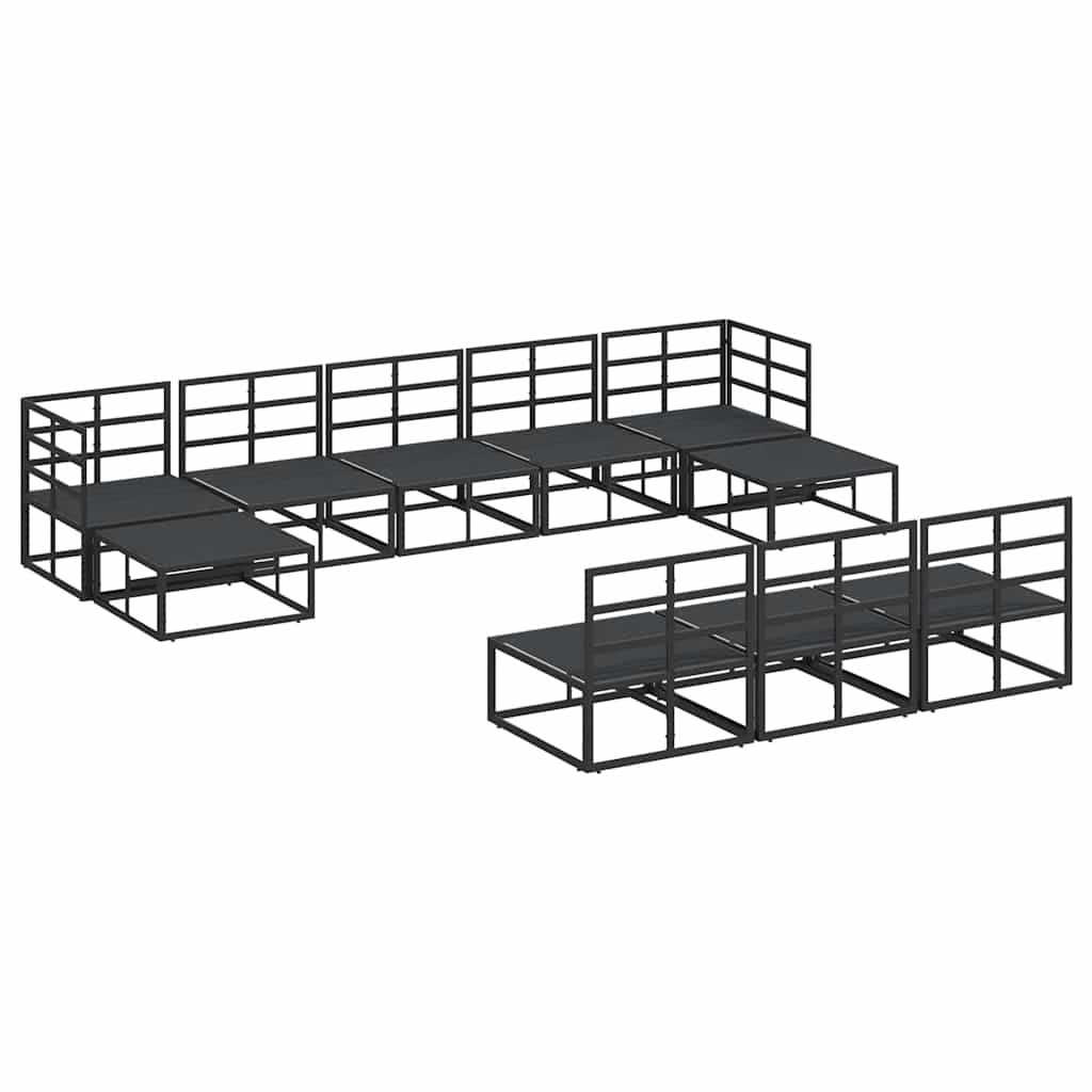 Garten-Sofa-Set mit Kissen 10 pcs Schwarz Aluminium