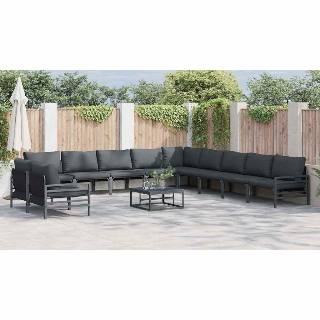 Garten-Sofa-Set 11 pcs Anthrazit Stahl