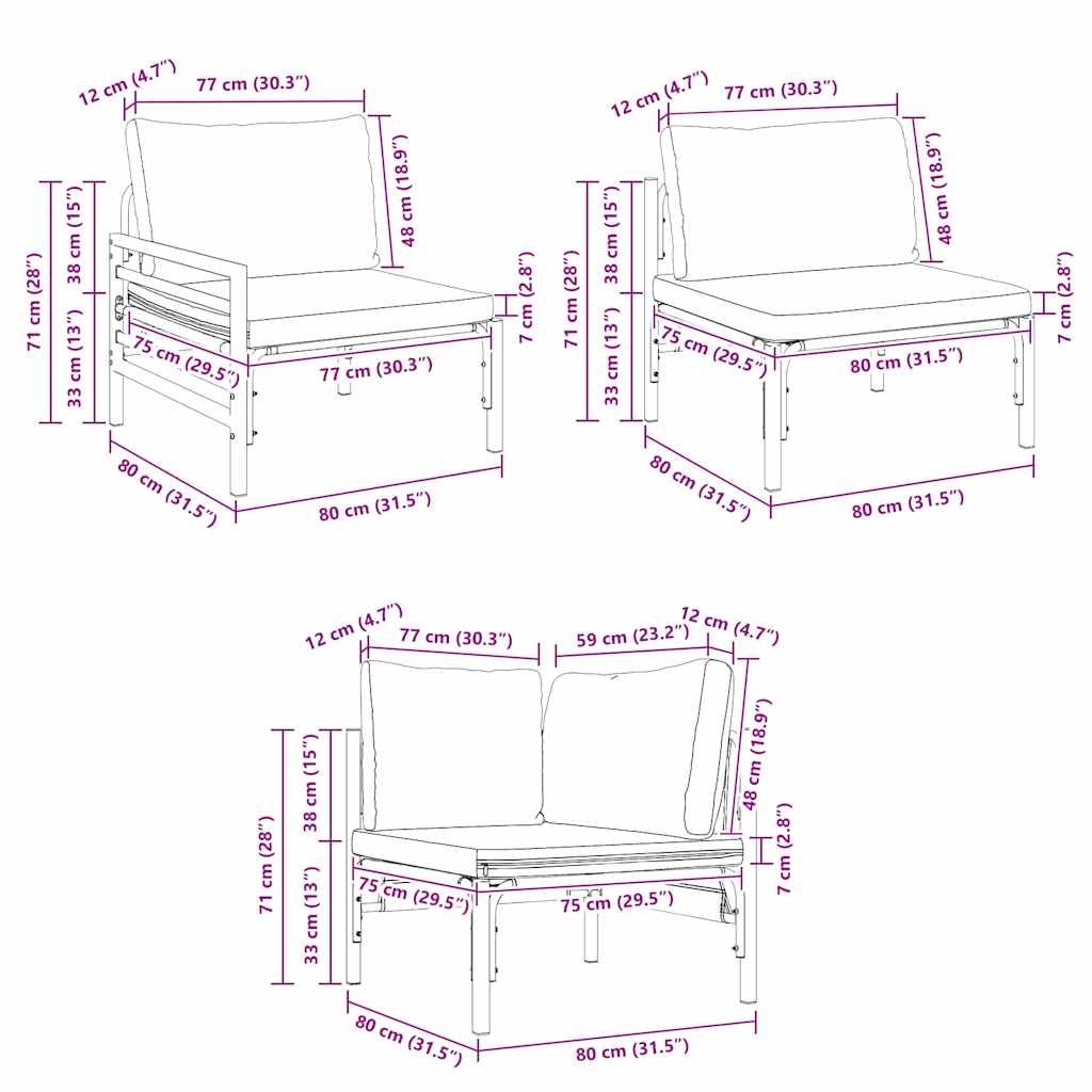 Garten-Sofa-Set 11 pcs Anthrazit Stahl