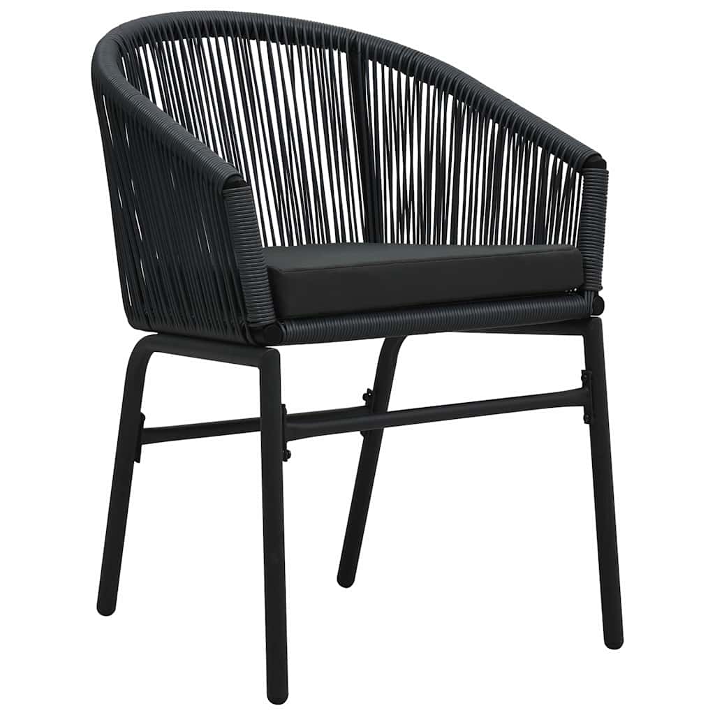 Garten Essgruppe 3 pcs Schwarz Poly Rattan