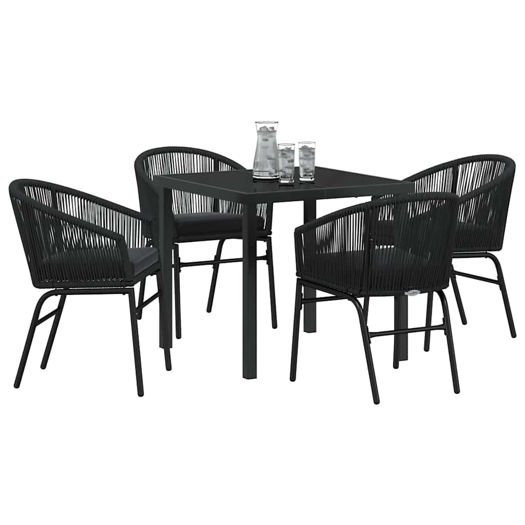 Garten Essgruppe 5 pcs Schwarz Poly Rattan