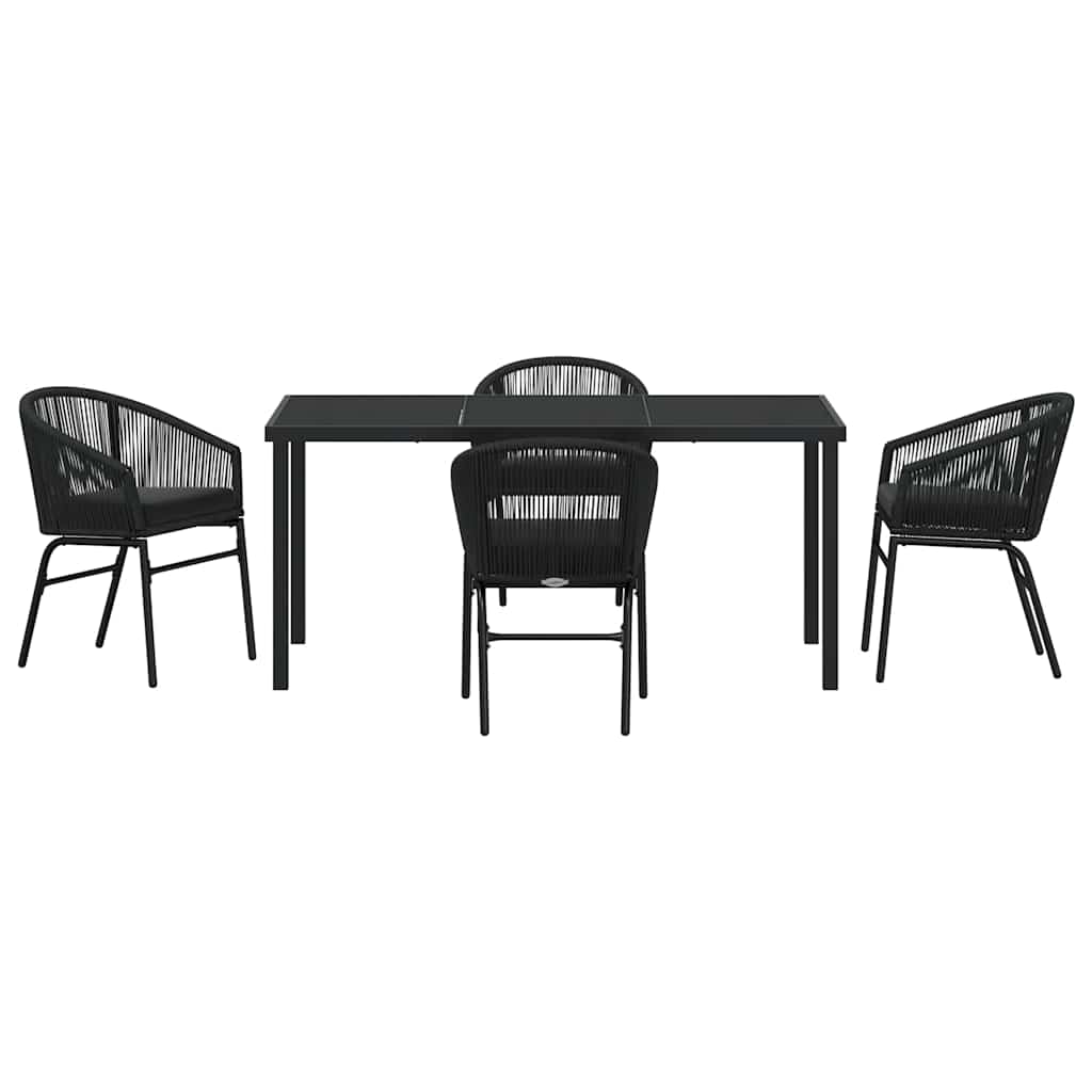 Garten Essgruppe 5 pcs Schwarz Poly Rattan
