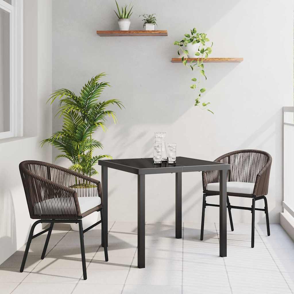 Garten Essgruppe 3 pcs Braun Poly Rattan