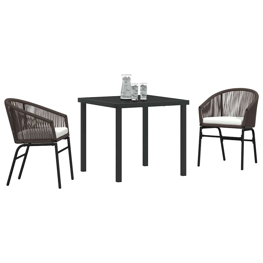 Garten Essgruppe 3 pcs Braun Poly Rattan