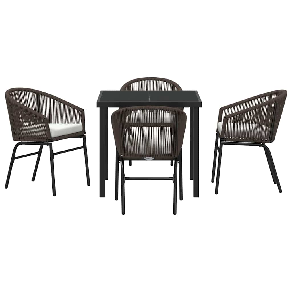 Garten Essgruppe 5 pcs Braun Poly Rattan
