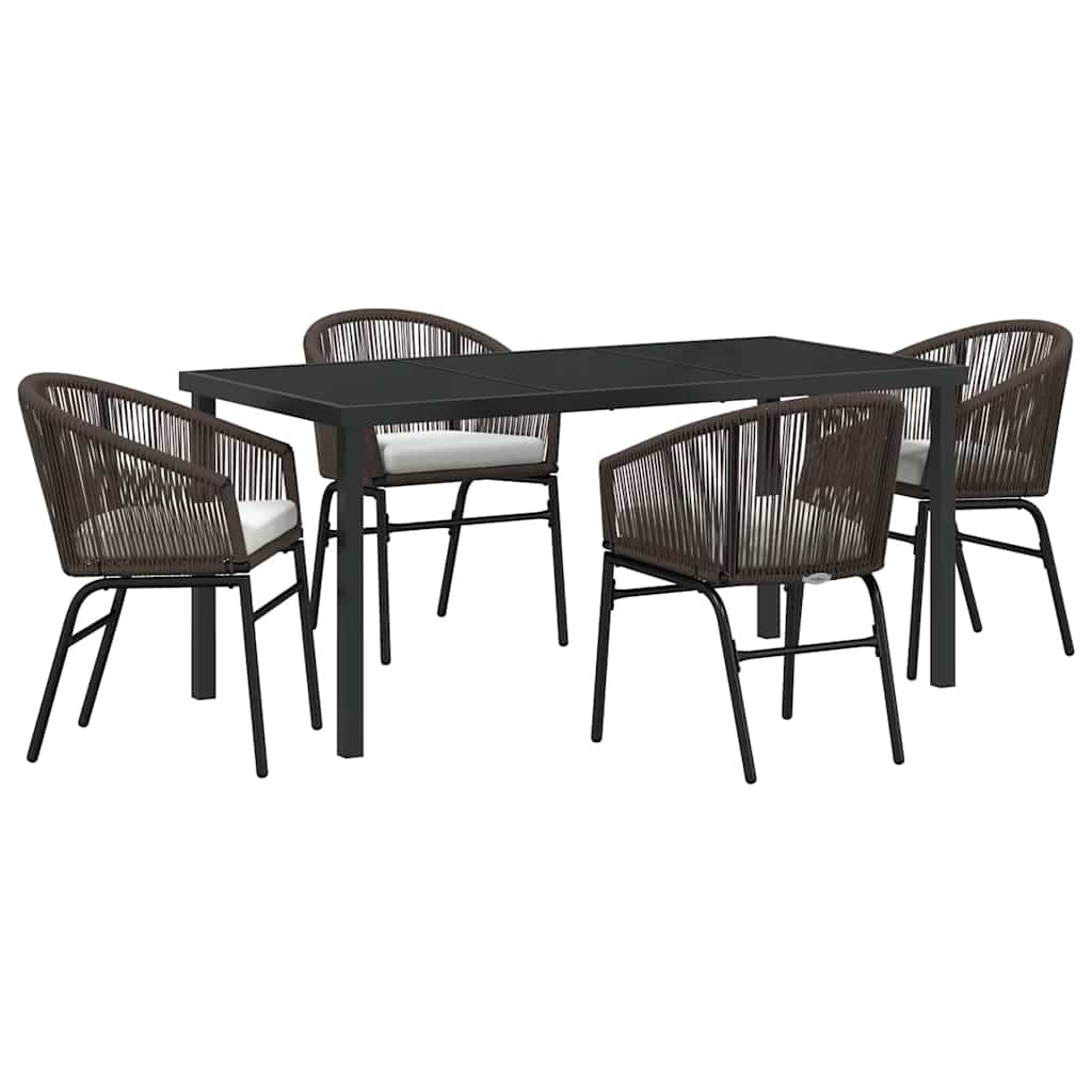 Garten Essgruppe 5 pcs Braun Poly Rattan