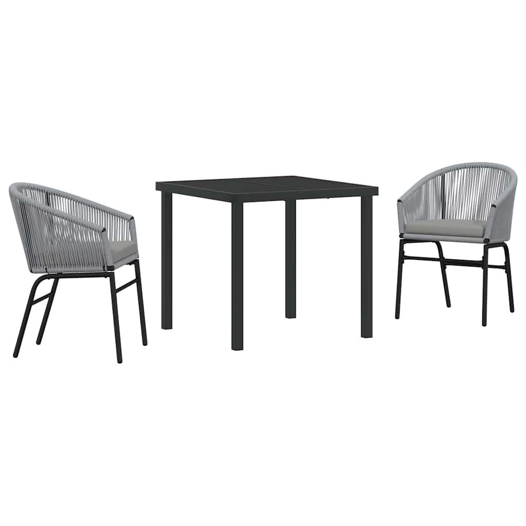 Garten Essgruppe 3 pcs Grau Poly Rattan