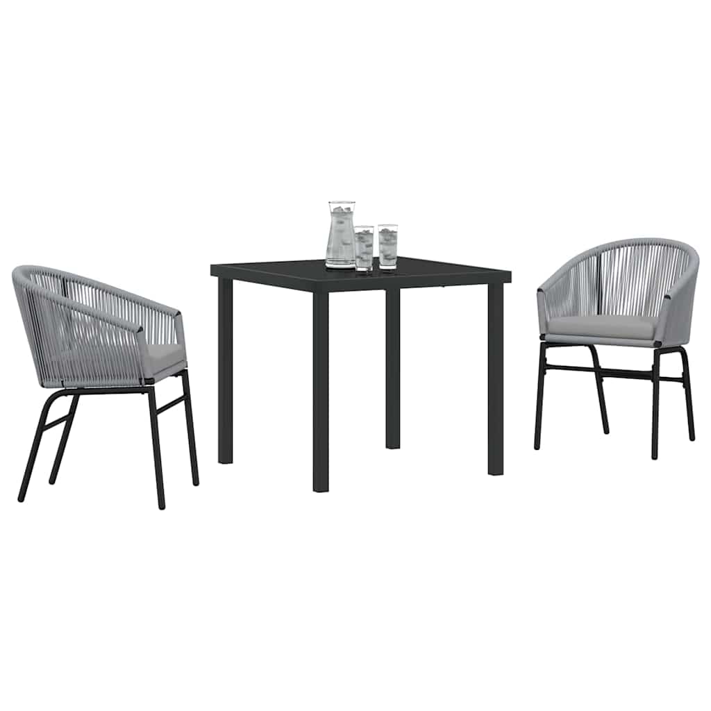 Garten Essgruppe 3 pcs Grau Poly Rattan