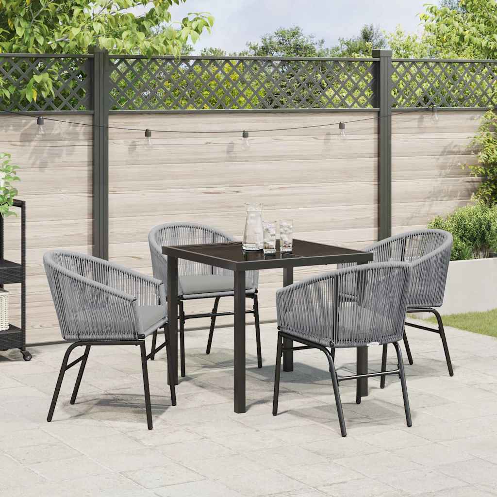 Garten Essgruppe 5 pcs Grau Poly Rattan