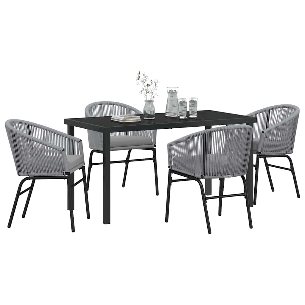 Garten Essgruppe 5 pcs Grau Poly Rattan