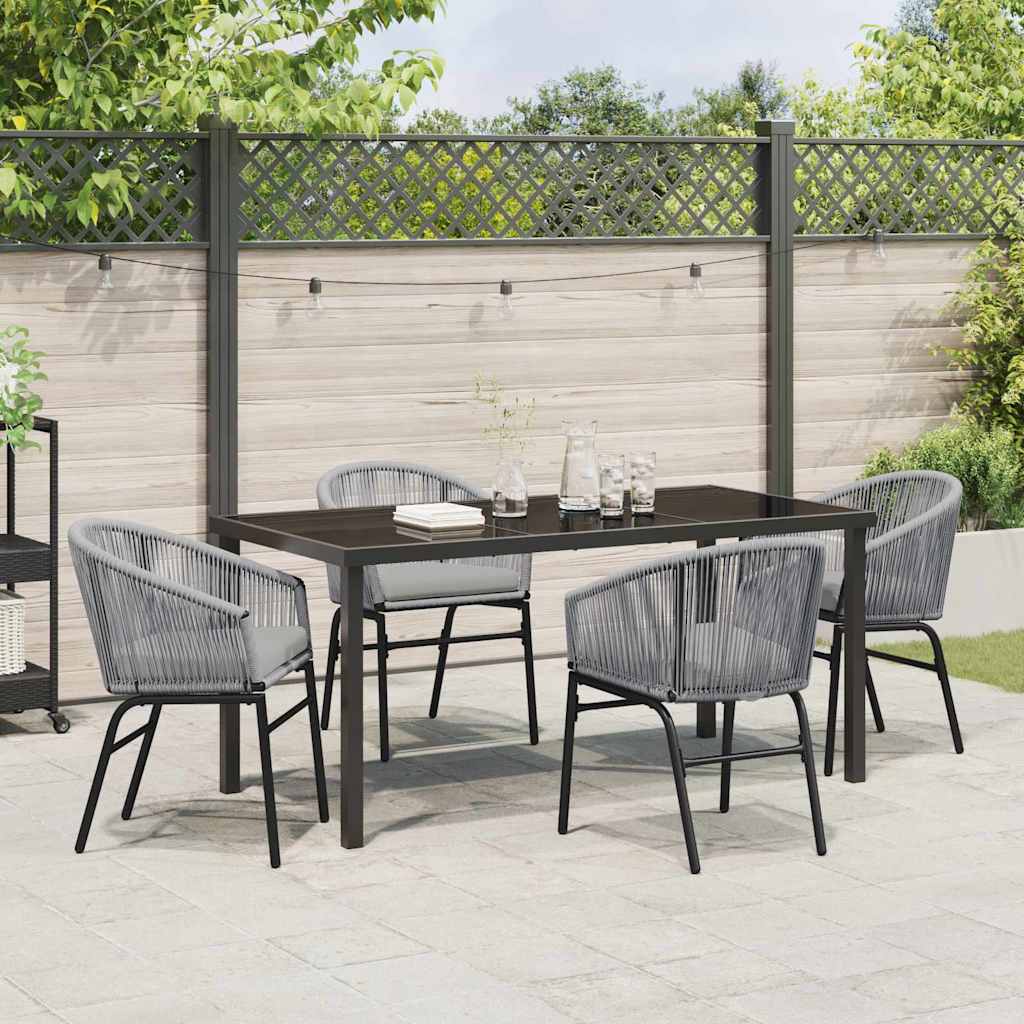 Garten Essgruppe 5 pcs Grau Poly Rattan
