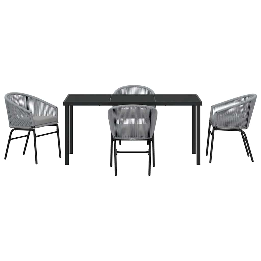 Garten Essgruppe 5 pcs Grau Poly Rattan