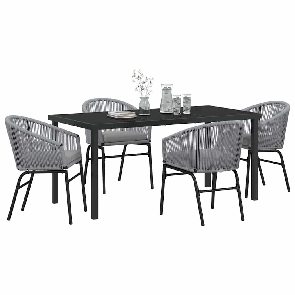 Garten Essgruppe 5 pcs Grau Poly Rattan