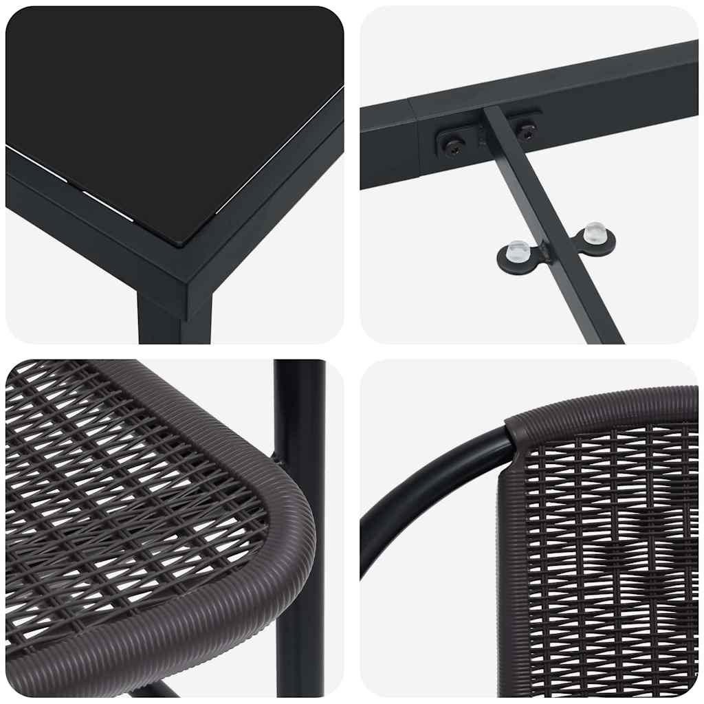 Garten Essgruppe 5 pcs Schwarz Poly Rattan