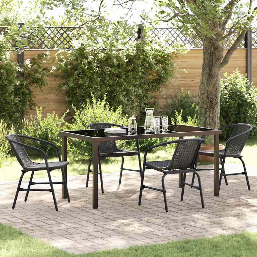 Garten Essgruppe 5 pcs Schwarz Poly Rattan
