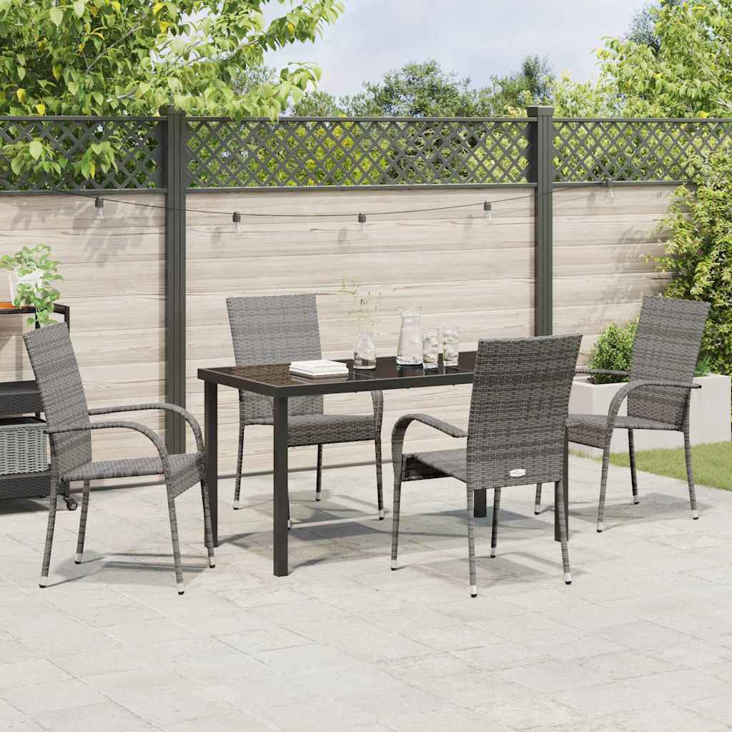 Garten Essgruppe 5 pcs Grau Poly Rattan