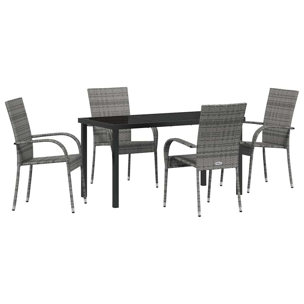Garten Essgruppe 5 pcs Grau Poly Rattan