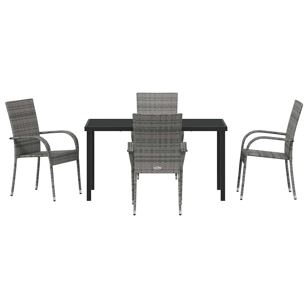 Garten Essgruppe 5 pcs Grau Poly Rattan