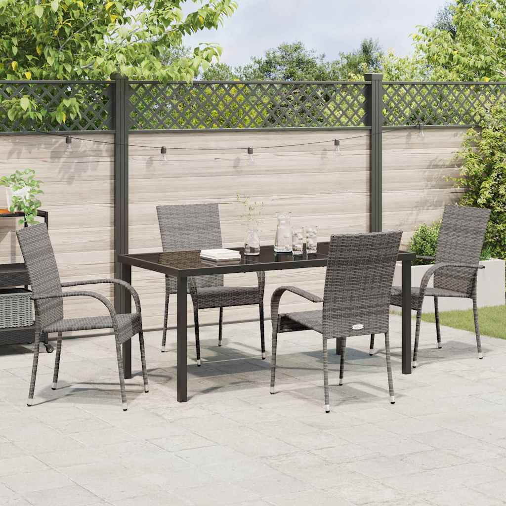 Garten Essgruppe 5 pcs Grau Poly Rattan