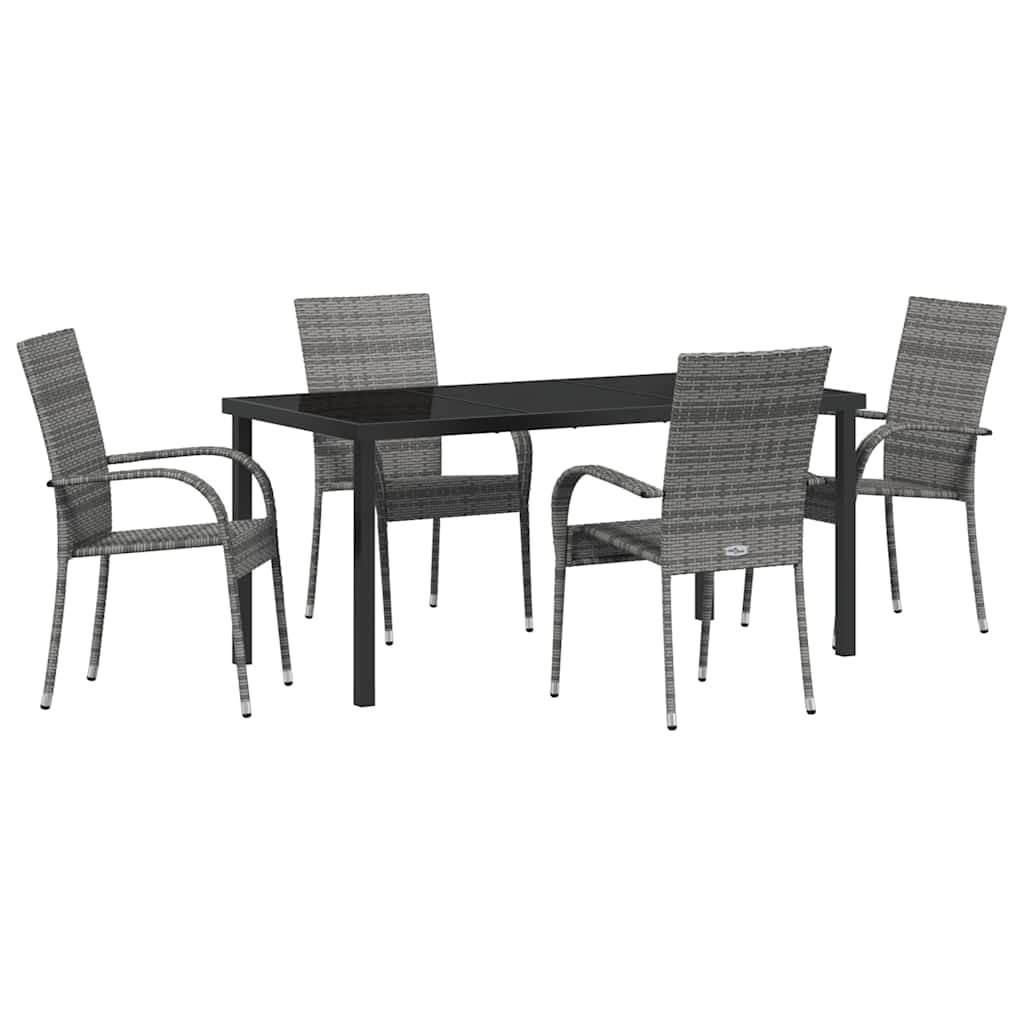 Garten Essgruppe 5 pcs Grau Poly Rattan