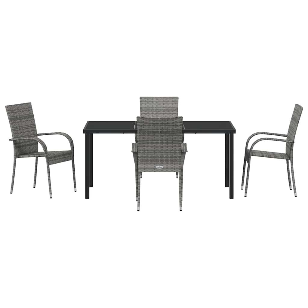 Garten Essgruppe 5 pcs Grau Poly Rattan