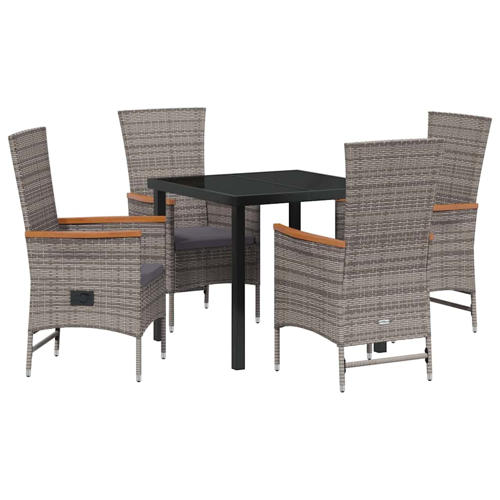 Garten Essgruppe mit Kissen 5 pcs Grau Poly Rattan