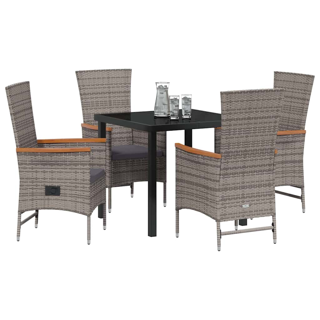 Garten Essgruppe mit Kissen 5 pcs Grau Poly Rattan