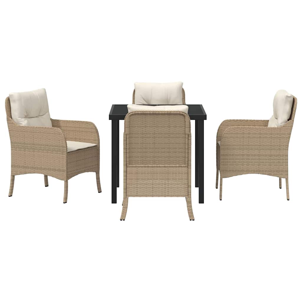 Garten Essgruppe mit Kissen 5 pcs Beige Poly Rattan